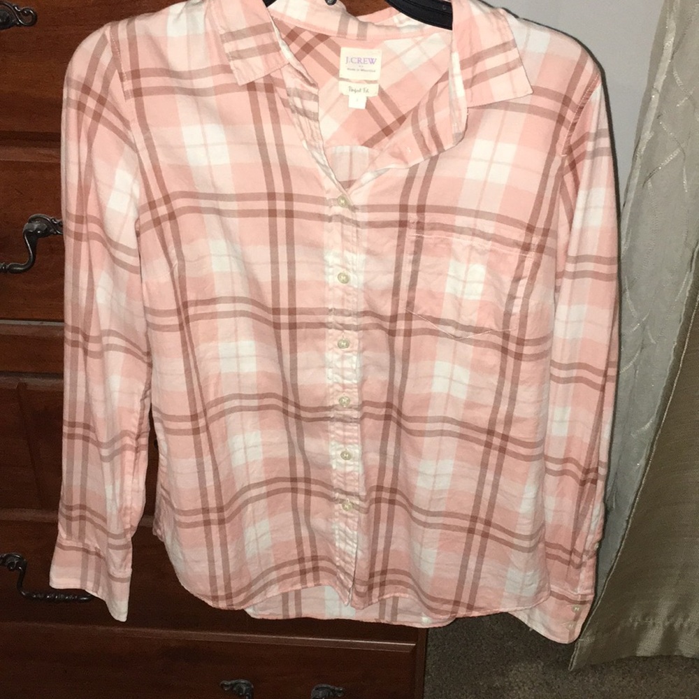 J Crew factory pink plaid flannel shirt